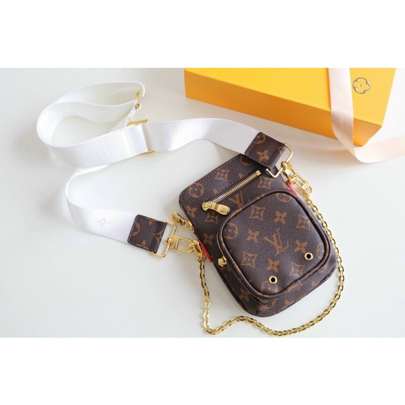 Túi chéo W266-14 LV dây xích fullbox nam châm bill đẹp tag vàng đằm sáng đẹp