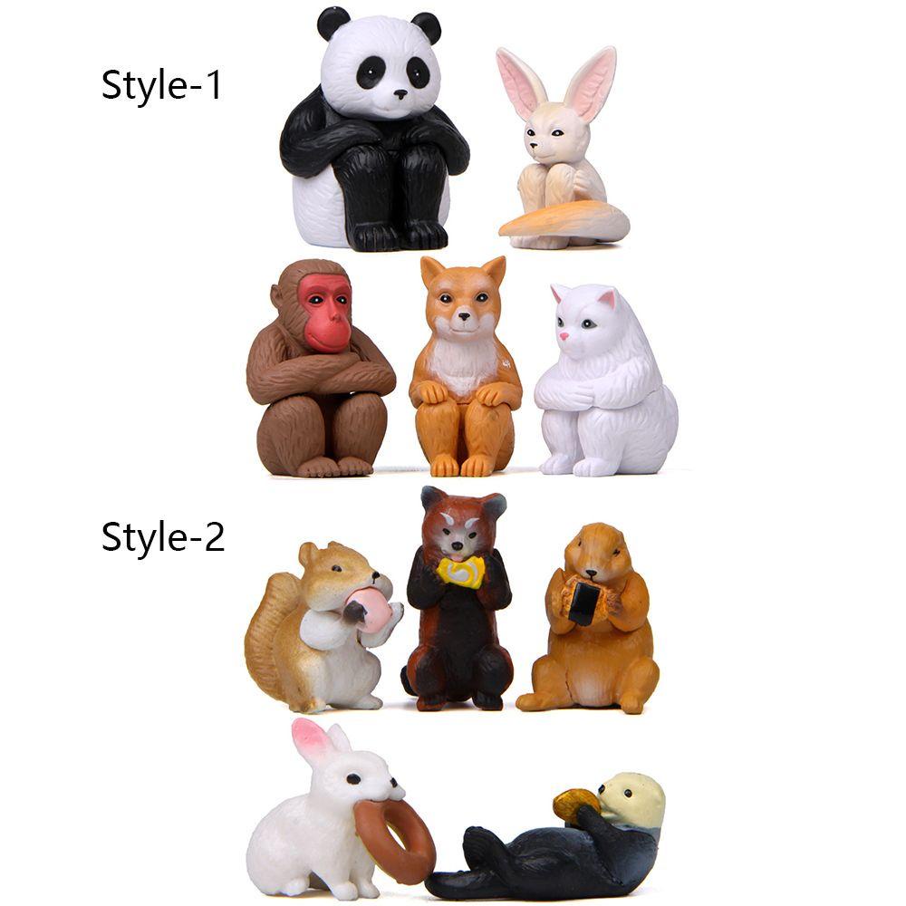 Set 5 Tượng Mô Hình Các Con Vật Xinh Xắn Dùng Để Trang Trí Nội Thất
