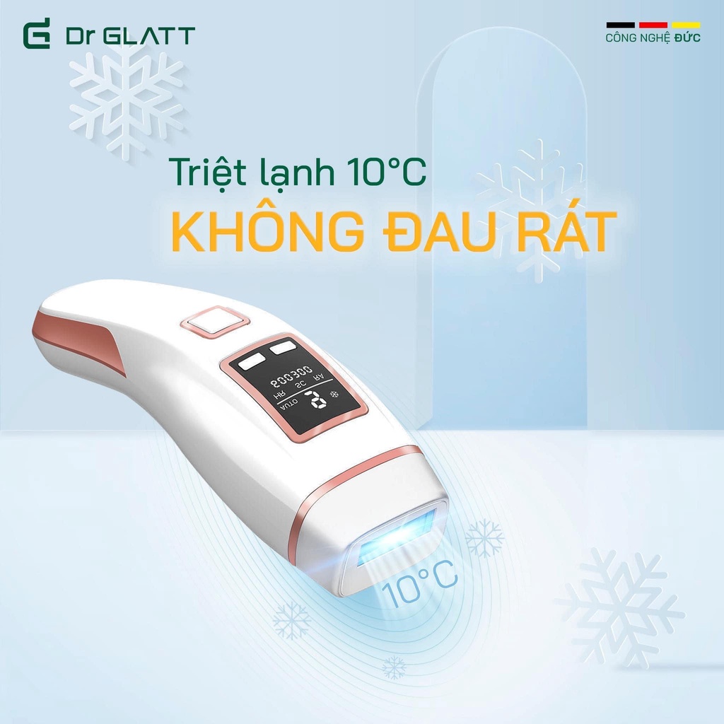 Set máy triệt lông PRO đa năng và máy rửa mặt - triệt lông vĩnh viễn, trị mụn, tẩy trang, massage mắt DR GLATT