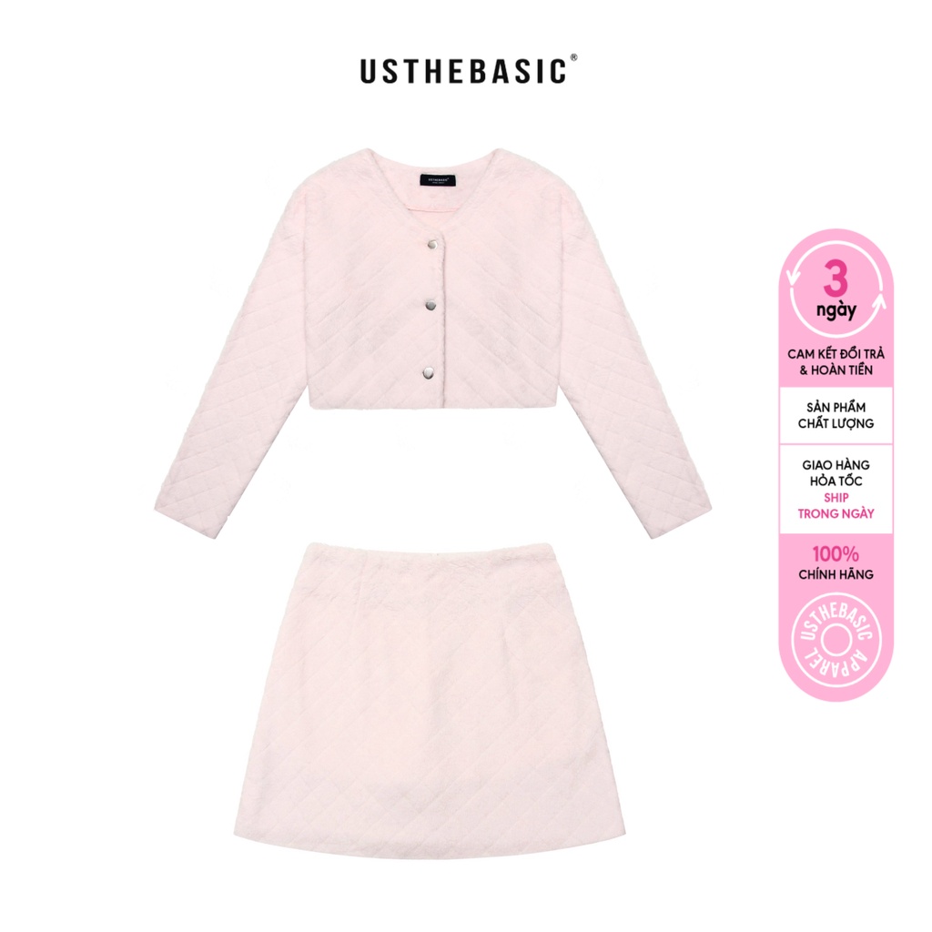 Usthebasic - Set Váy Áo Printed Checked Fur