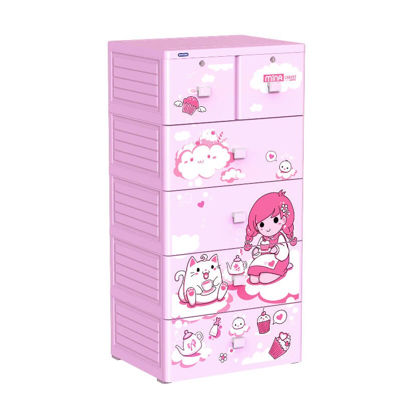 Tủ Nhựa Duy Tân Mina 5 Tầng 6 Ngăn KEM HƯƠU CAO CỔ _  GIAO NHANH 2H LIÊN HỆ SHOP