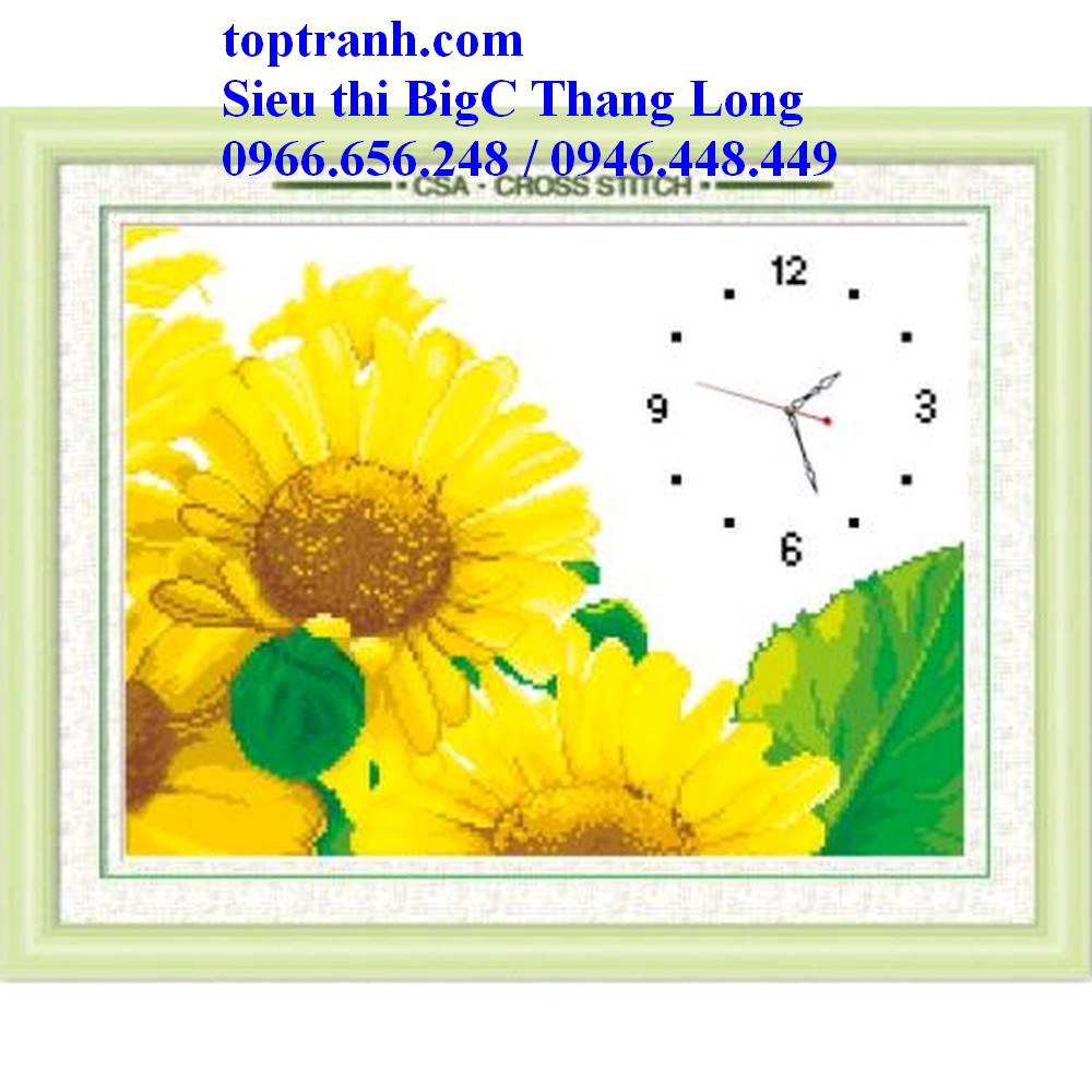 Tranh thêu chữ thập đồng hồ hoa hướng dương 8150 chưa thêu