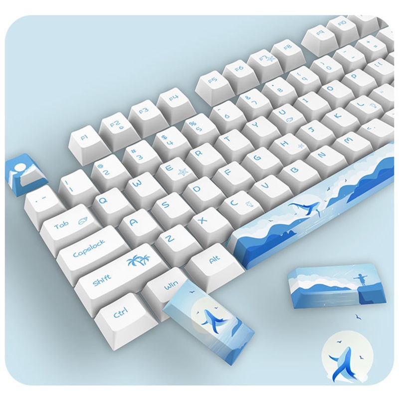 Bộ 130 Nút Bàn Phím Cơ Chơi Game Mojito PBT In Họa Tiết Hoa Anh Đào Xinh Xắn DIY