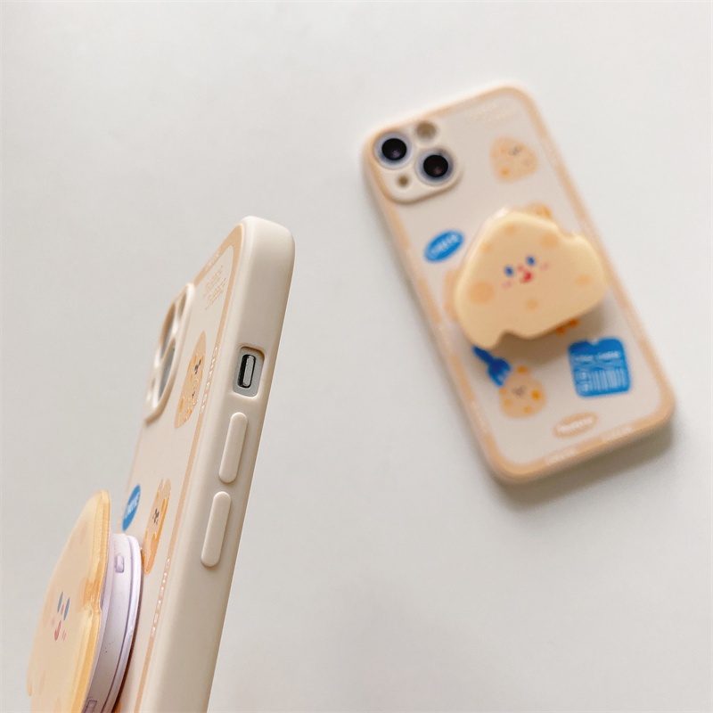 Ốp Điện Thoại Mềm Họa Tiết Phô Mai Hoạt Hình Sáng Tạo Có Giá Đỡ Cho Iphone 13 6 6s 7 8 Plus X S Max 12 Mini 11 Pro Max