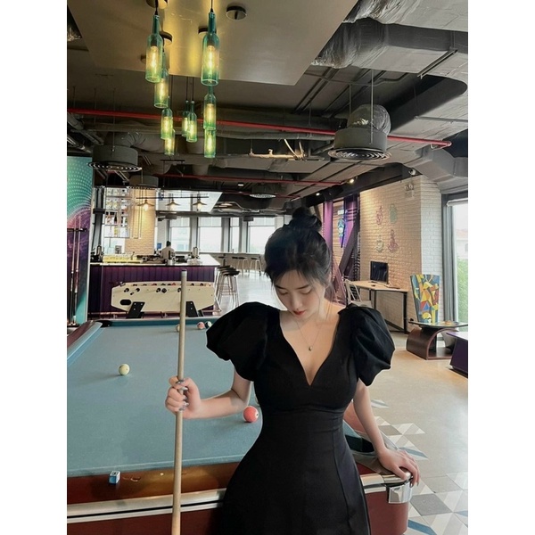 Đầm tuyết cổ xẻ tay phồng dự tiệc bigsize 55kg-95kg💓💓
