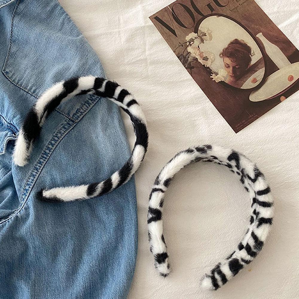 Băng Đô Cài Tóc Bản Rộng Bằng Xốp Và Nhung Họa Tiết Động Vật Thời Trang