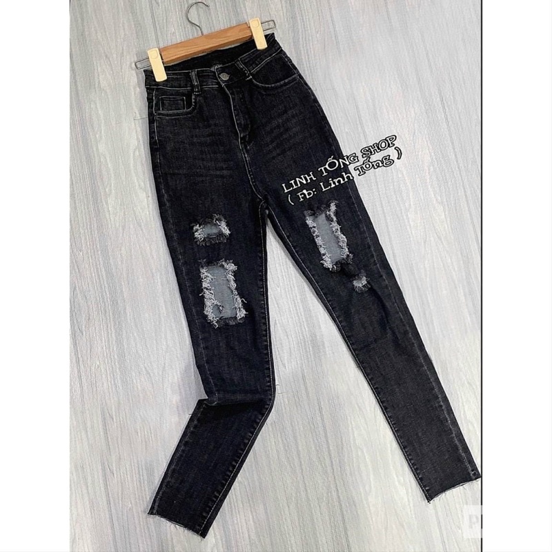 Quần jean siêu cao xám rách(5) | BigBuy360 - bigbuy360.vn