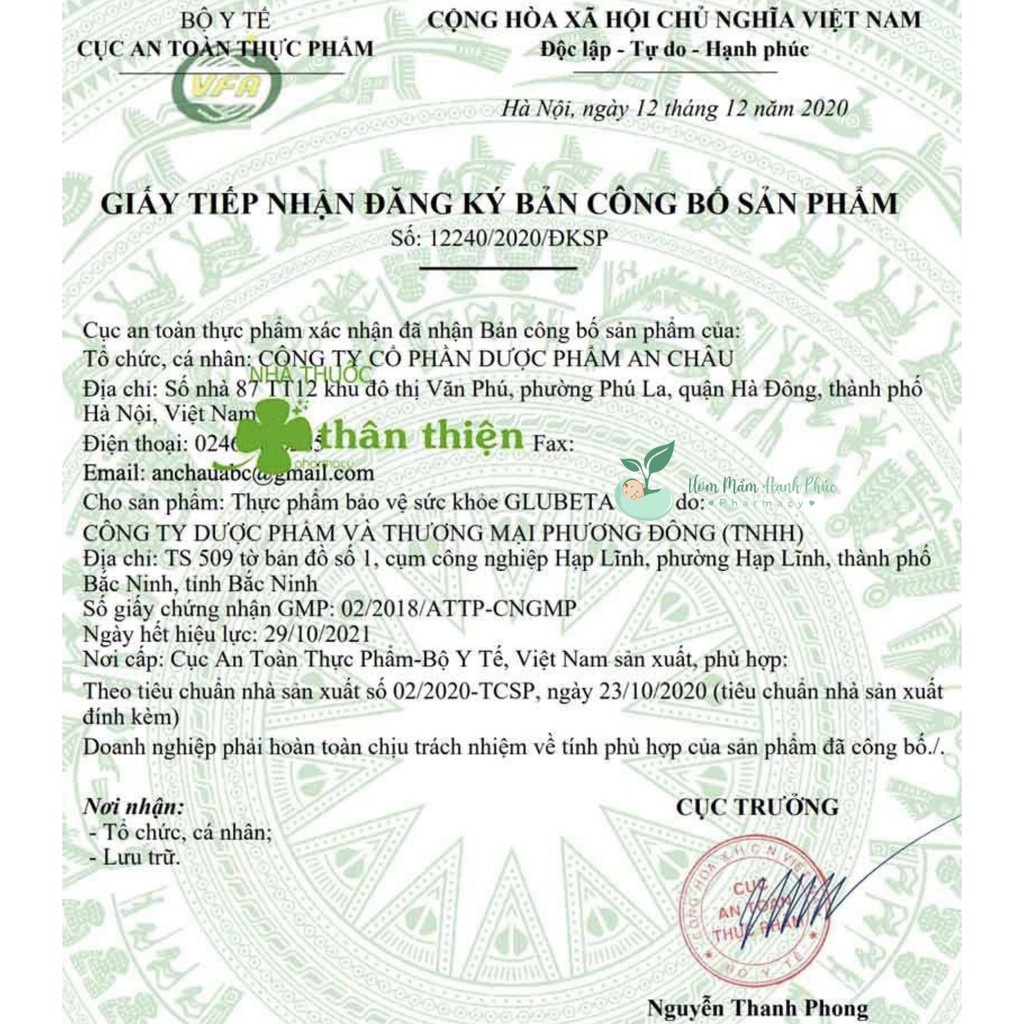 Vp Glubeta [CHÍNH HÃNG] tăng thụ thai, hỗ trợ vô sinh - hiếm muộn