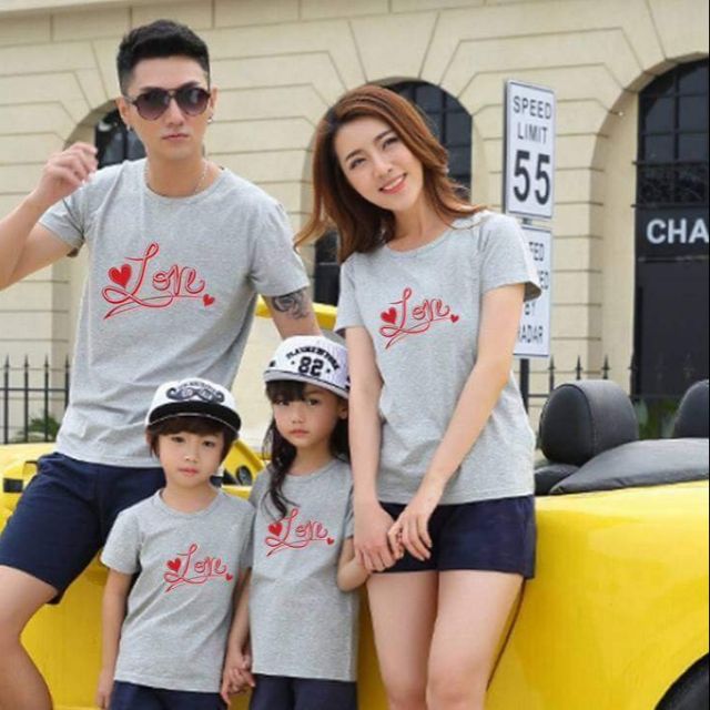 áo gia đình 3 người màu xám màu xanh màu tím màu cam chất cotton mịn mát giá sĩ