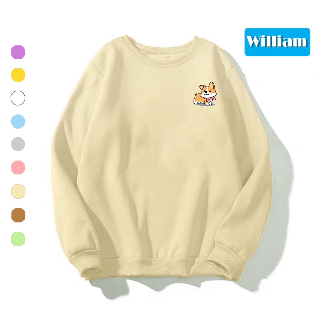 Áo sweater nam nữ in hình Cún cực cute chất nỉ dày dặn, hợp làm áo cặp William - DS184