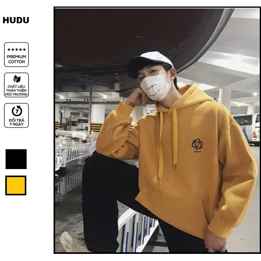 ÁO HOODIE NAM CÓ MŨ MÀU VÀNG PHONG CÁCH ĐƠN GIẢN VẢI XỊN ĐẸP