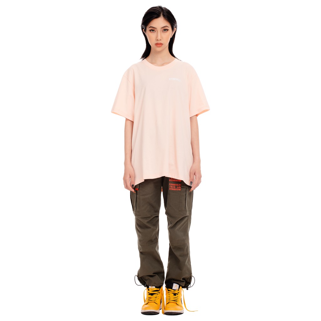 5THEWAY® /ZIGZAG/ SQUARE TEE™ in PALE PEACH aka Áo Thun Tay Ngắn Hồng Đào