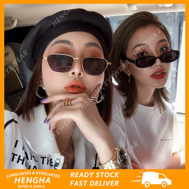 Kính Mát Mắt Mèo Gọng Kim Loại Phong Cách Retro Hàn Quốc