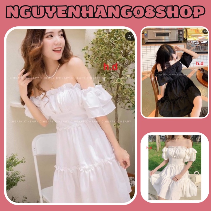 💃 Váy trễ vai 3 tầng FOM TIỂU THƯ 👉SANG CHẢNH 👉 DỄ PHỐI ĐỒ 👉🌸 váy vintage trễ vai [ NGUYỄN HẰNG ]