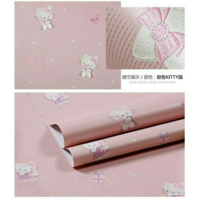 5m giấy dán tường Hello Kitty hồng nhạt
