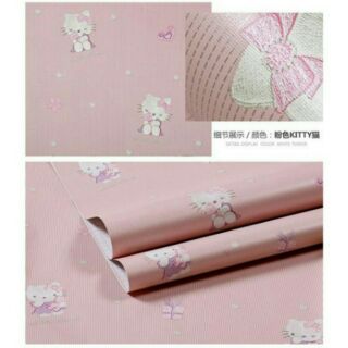 5m giấy dán tường Hello Kitty hồng nhạt
