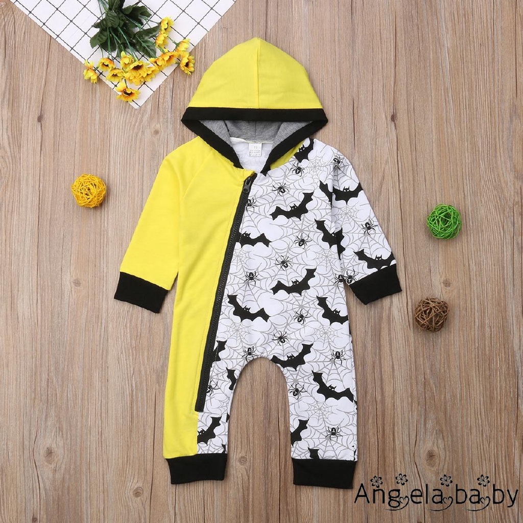 Jumpsuit bodysuit romper liền mảnh có nón hoodie cho các bé nhỏ sơ sinh