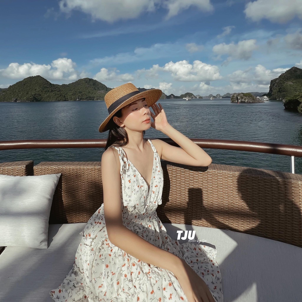 Váy đầm ngắn xòe hai dây hở lưng sexy đi biển mùa hè mềm mát (Floral Dress) T-JU