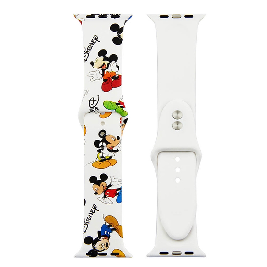 Dây đeo silicon họa tiết chuột Mickey cho Apple Watch 1 2 3 4 cỡ 38-44mm