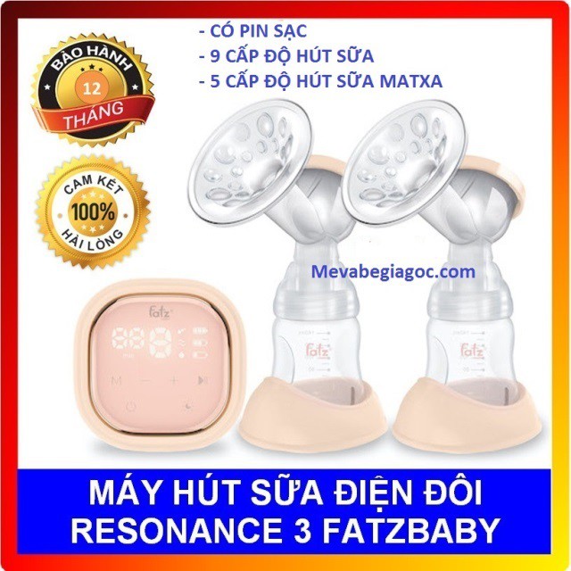 (Tặng 100 tăm bông trẻ Em) Máy hút sữa điện đôi có pin sạc Fatz Fatzbaby Resonance 3 - FB1160VN, Chorus 2 - FB1182MX