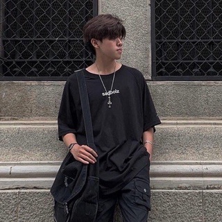 Áo thun in họa tiết chữ Sadboiz Áo thun unisex nam nữ form rộng oversize chất liệu Cotton Aria