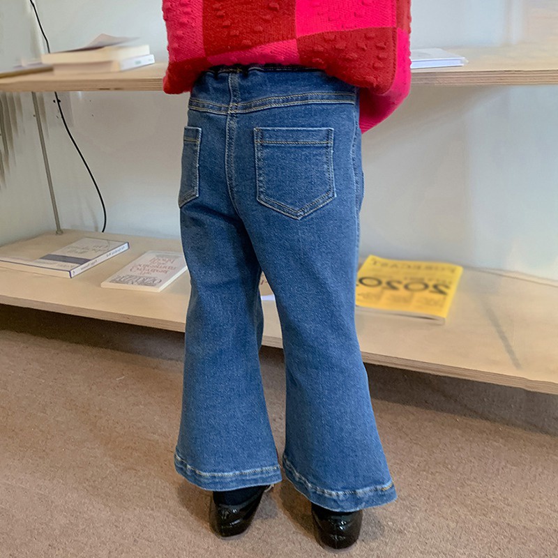Quần Jeans Ống Loe Phong Cách Hàn Quốc Dễ Thương Cho Bé Gái