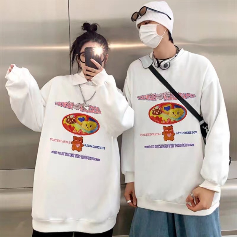 Áo thun ZHELIHANGFEI cho nữ dài tay in hình gấu dễ thương