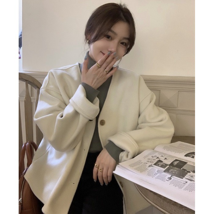 Áo Cardigan Dạ Lông Thỏ Cổ Tym Hàng Quảng Châu M8129