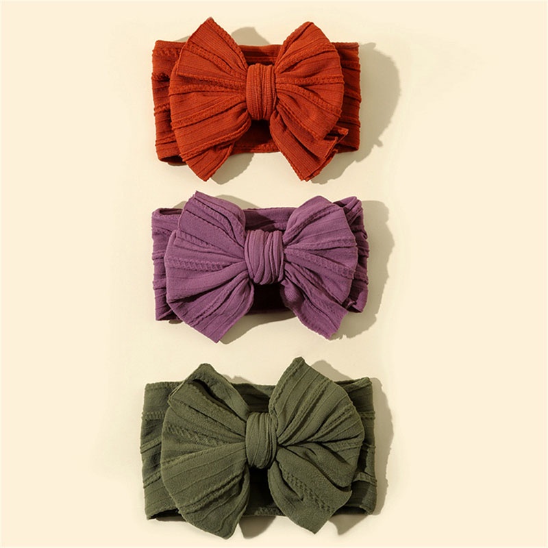 3Pcs/Set Cute Big Bowsknot Baby Headband  Elastic Newborn Girl Hair Band Soft Turban Hair Accessories