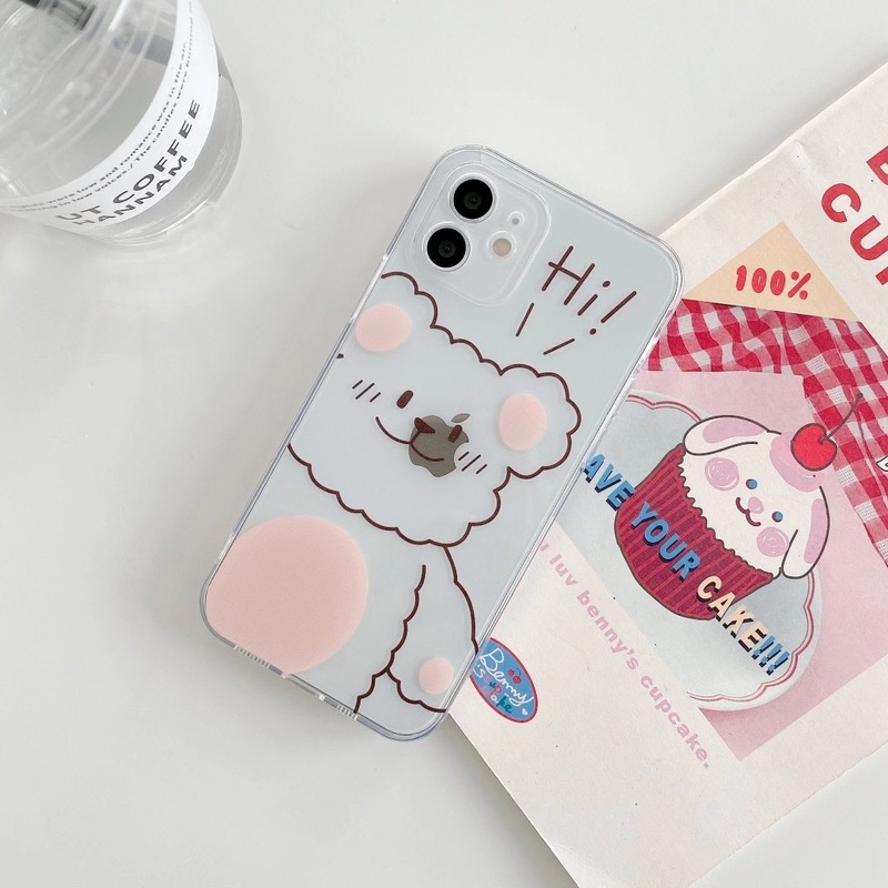 Ốp điện thoại TPU dẻo trong suốt họa tiết chú gấu dễ thương thích hợp cho IPhone 12 11 Pro Max SE X XR Xs Max 8 7 Plus