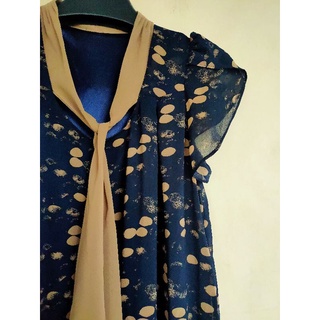 Đầm Chiffon Phối Nơ Cổ Freesize, new 95%
