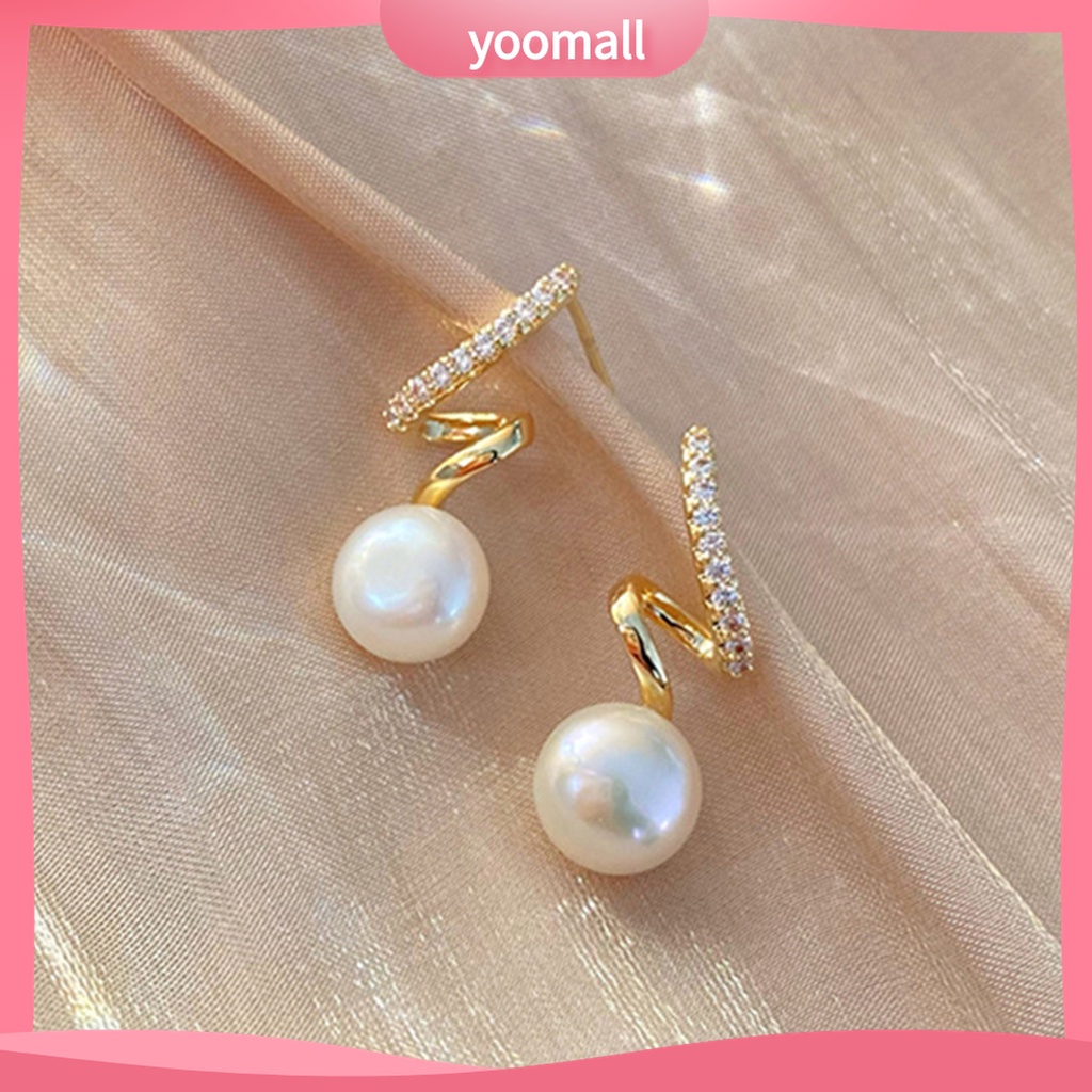 Yomall♡ 1 Đôi Bông Tai Đính Ngọc Trai Giả Phong Cách Hàn Quốc