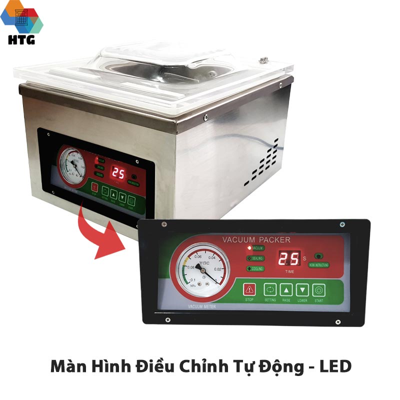 Máy hút chân không công nghiệp để bàn Vacuum Packer, hoàn toàn tự động, hút mạnh mẽ độ chân không đạt -1Mpa, vỏ Inox