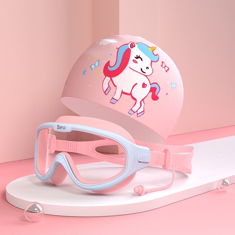Combo Kính Bơi và Mũ Bơi Trẻ Em Chính Hãng YouYou có Nút Bịt Tai + Kẹp Mũi Chống Sặc Nước, Chống Sương Mù