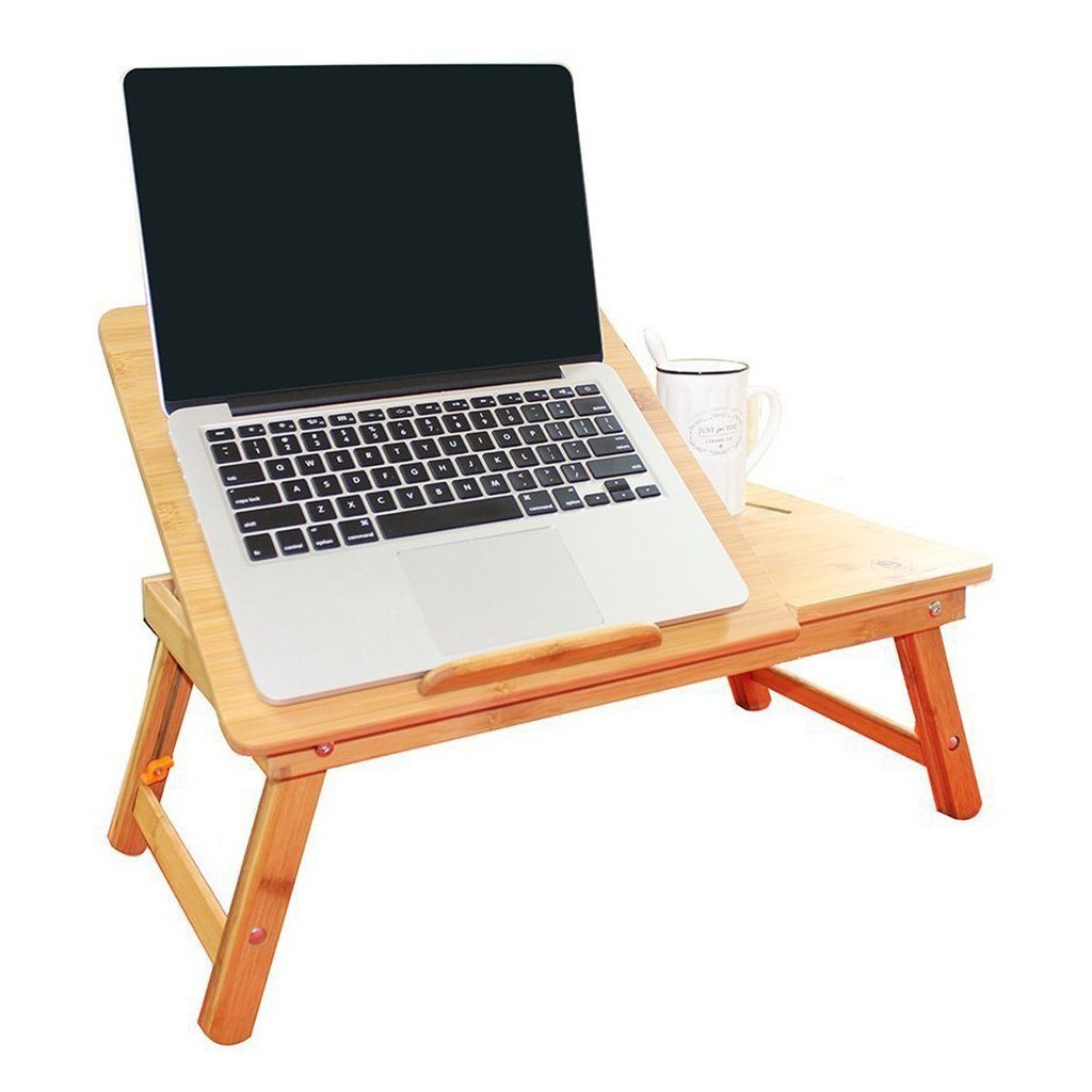 [CAO CẤP] Bàn gỗ laptop kèm 01 quạt tản nhiệt Bamboo, xếp, gấp gọn tiện lợi