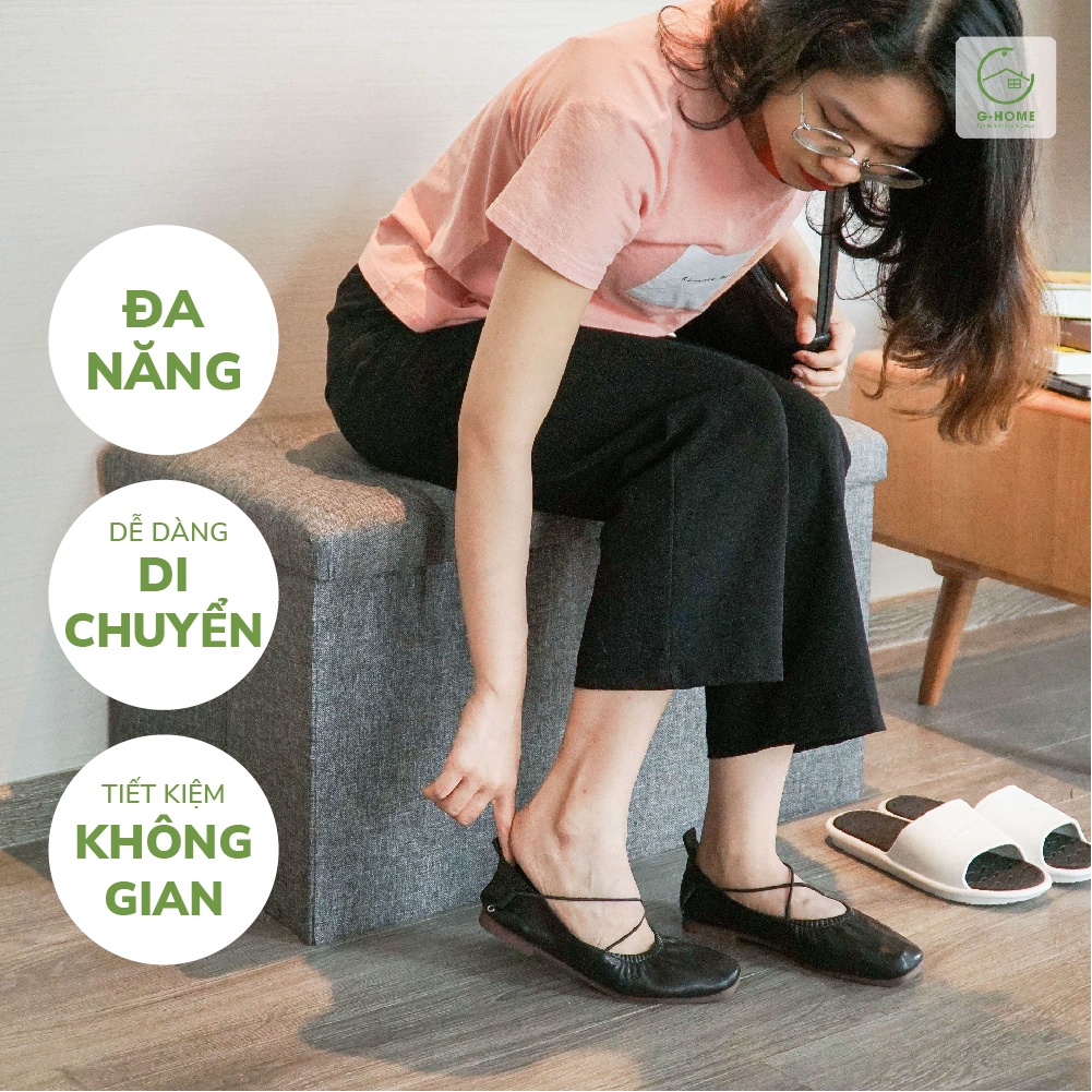 Hộp đựng đa năng HOME99 chất liệu khung gỗ bọc vải, có nắp gấp gọn TV04