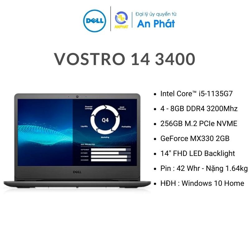 Laptop Dell Vostro 14 3400 YX51W1 / YX51W2 (Core i5-1135G7/RAM 4GB - 8GB/256GB SSD/ MX330 2GB/ 14 inch FHD/ Win 10/ Đen | WebRaoVat - webraovat.net.vn