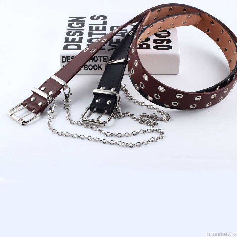 Thắt lưng da phối một / hai hàng lỗ độc đáo điều chỉnh được cho phái nữ