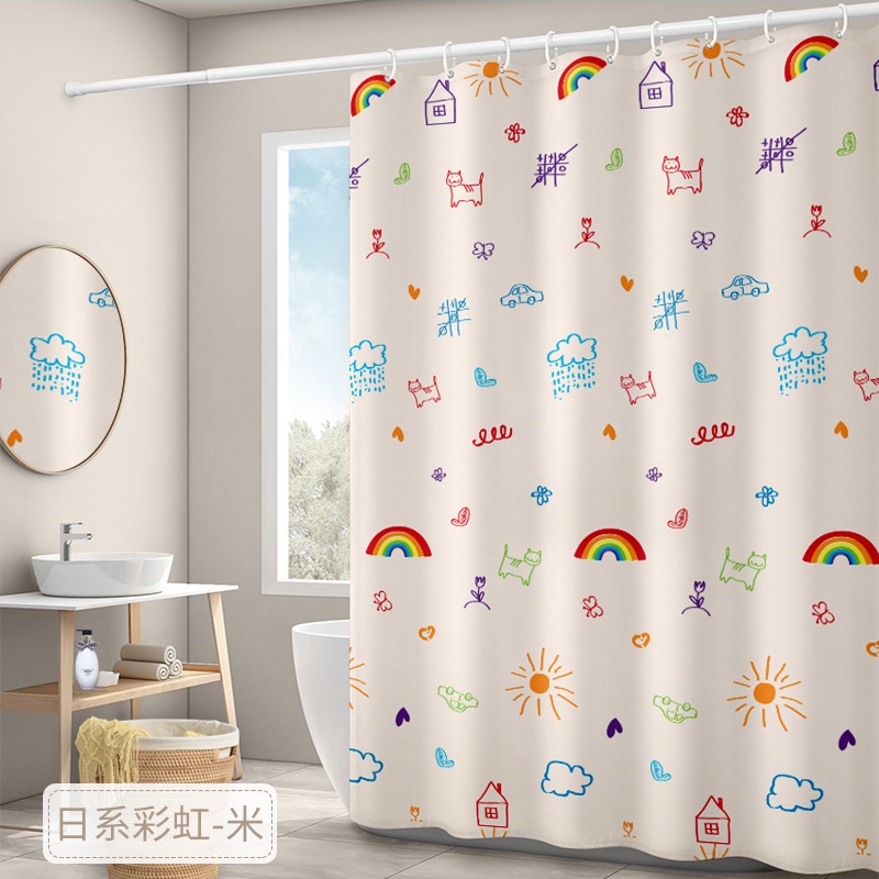 Polyester waterproof digital printing Rainbow thickened shower curtain