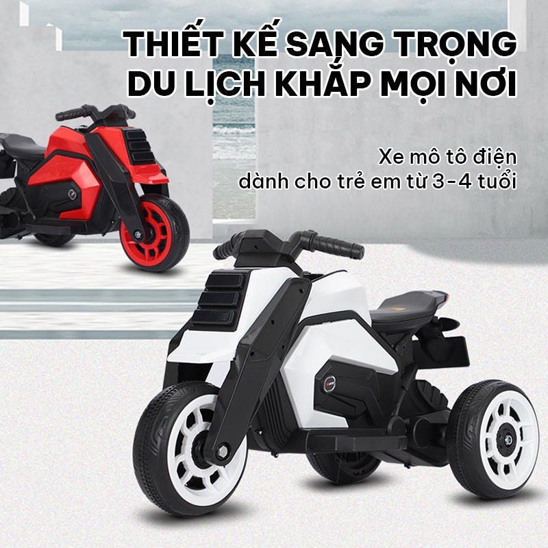 Xe mô tô điện trẻ em thiết kế sang trọng có đèn LED &amp; âm nhạc rất thú vị Chất liệu Nhựa ABS độ bền cao động cơ mạnh mẽ