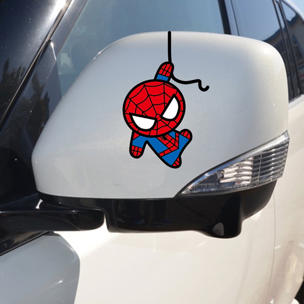 Miếng Dán Phản Quang Họa Tiết Người Nhện Vui Nhộn Trang Trí Gương Chiếu Hậu Xe Hơi