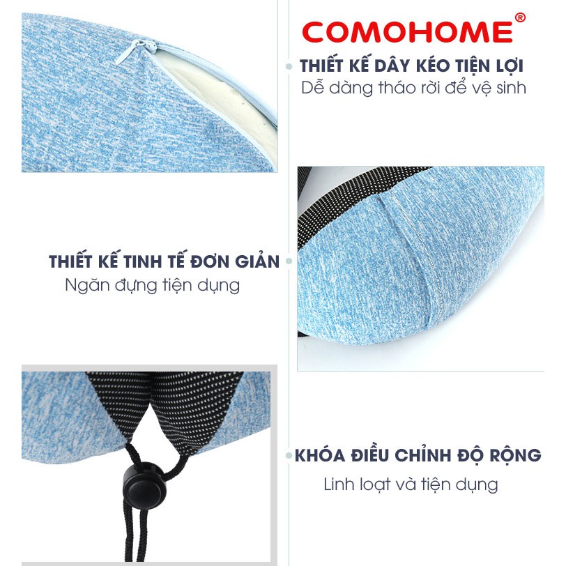 Gối chữ U kê cổ Văn phòng, Du lịch, Tựa đầu ô tô cao cấp Comohome Chất liệu Memory Foam hỗ trợ tốt cho cổ. Tặng túi đựng