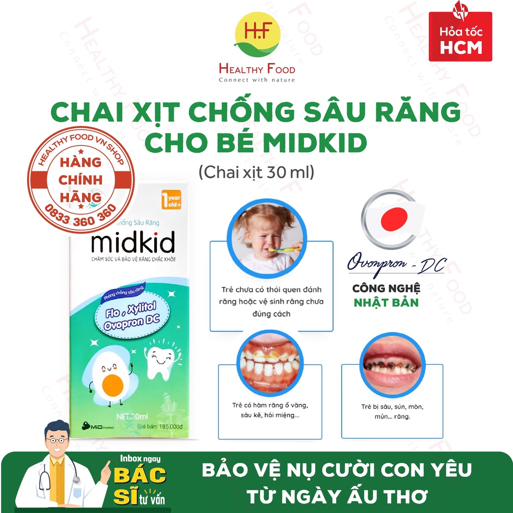 [CÔNG NGHỆ NHẬT] - Xịt Chống Sâu Răng MidKid Cho Bé từ 1 Tuổi - Bảo vệ men răng, chống sâu, ố vàng, mủn răng (Chai 30ml)