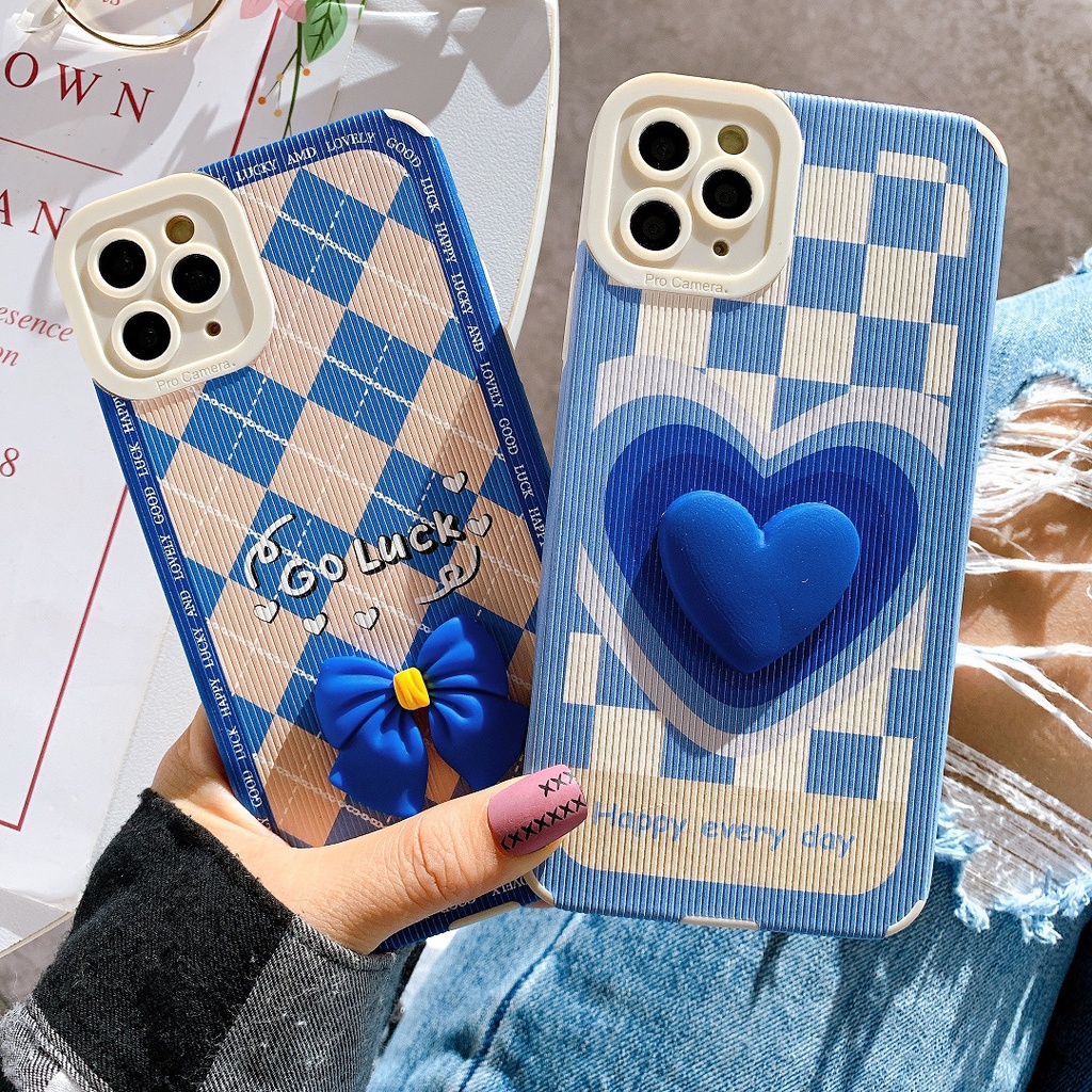 Ốp lưng da sọc bảo vệ camera hình nổi Goodluck xinh dành cho nhiều dòng máy của Iphone/samsung/OPPO/realme/
