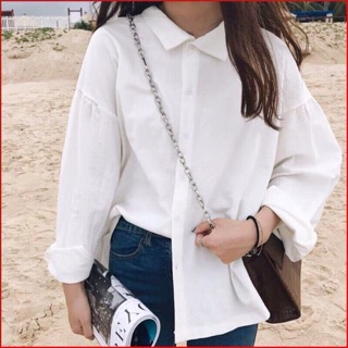 ÁO SƠ MI CỔ ĐÚC - ÁO SƠ MI TRẮNG - ÁO SƠ MI ĐI HỌC ĐI LÀM - ÁO SƠ MI FORM RỘNG