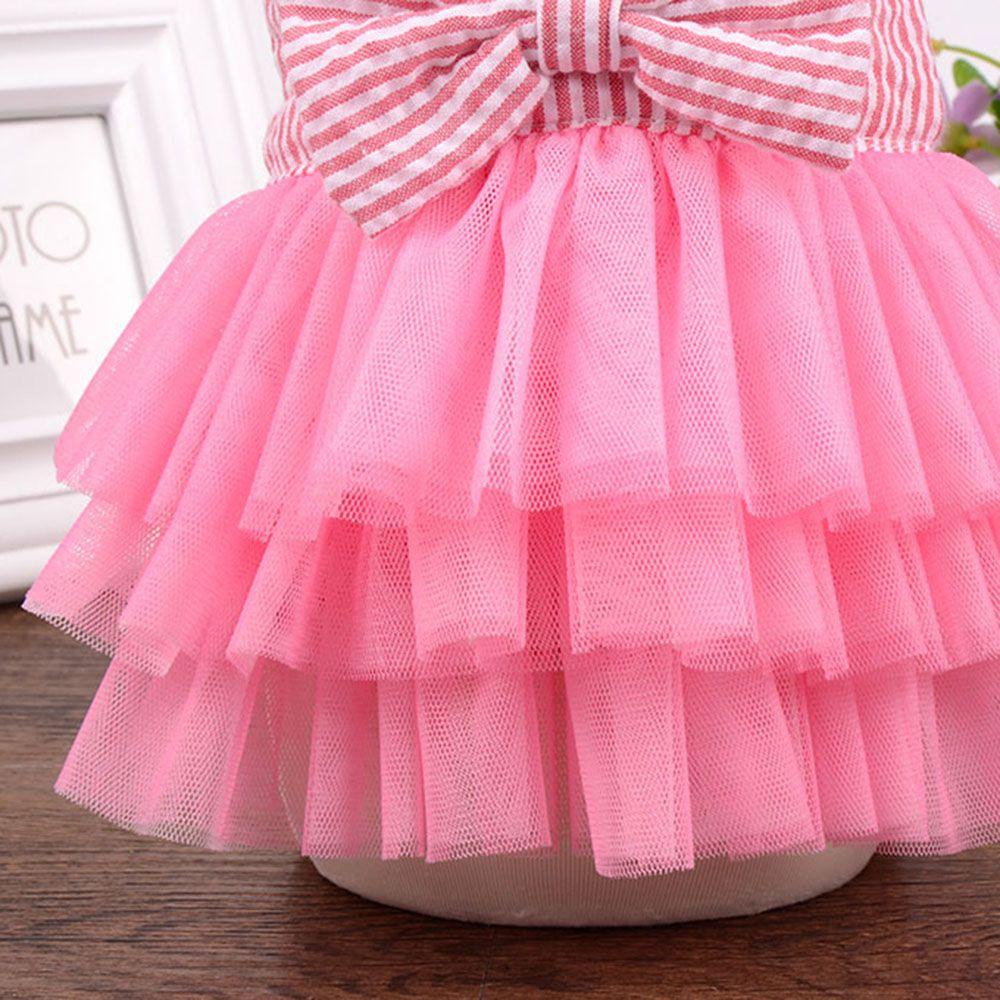 Danilo Đầm Xuân Thu Phối Ren Họa Tiết Kẻ Sọc Thanh Lịch Cho Thú Cưng Cỡ Nhỏ / Vừa / Nhỏ