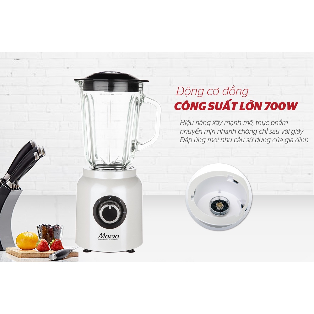 Máy xay sinh tố đa năng Sunhouse Mama SHD5353W, Công suất 700W, Dung tích cối 1.5L