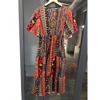 Đầm Maxi Thổ Cẩm Maxi Tay Loe Siêu Yêu