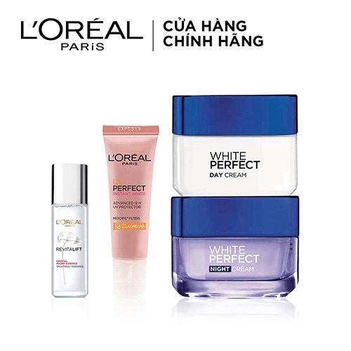 Bộ dưỡng da căng mướt trắng sáng & chống nắng toàn diện L'Oreal Paris