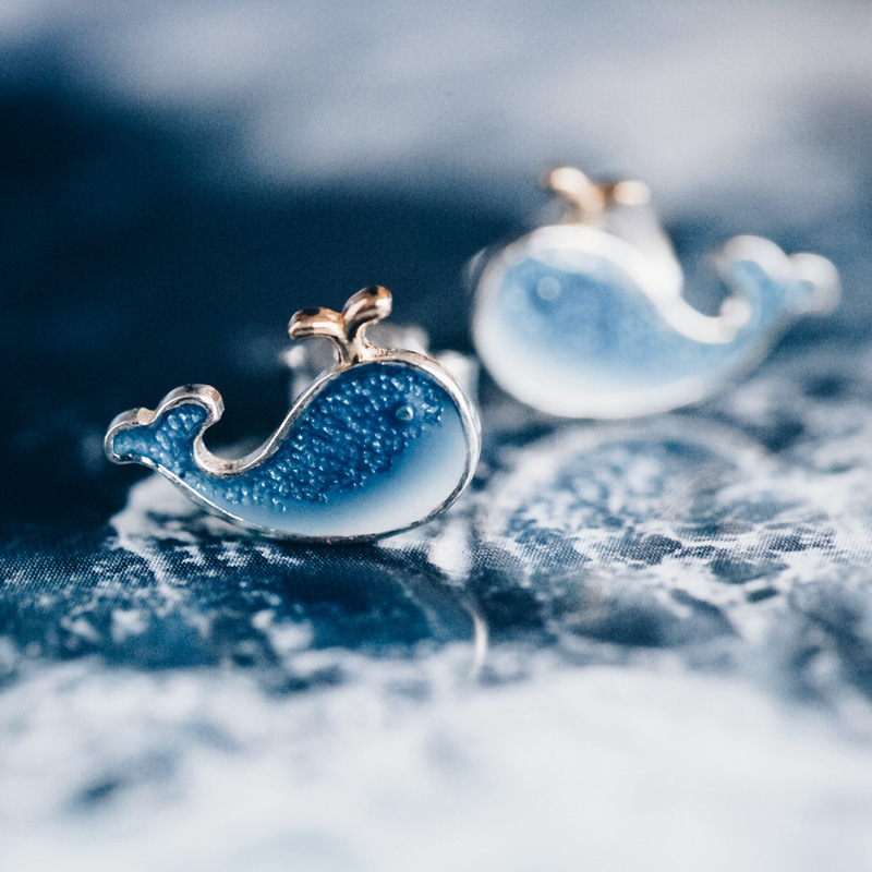 Hoa Tai Mạ Bạc 925 Hình Cá Voi Xinh Xắn Cho Nữ